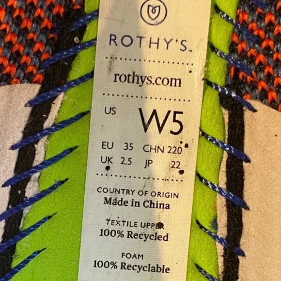 Rothy’s The Point Flat Shoes Orange Blue Striped Women's Size 5 - Picture 14 of 16